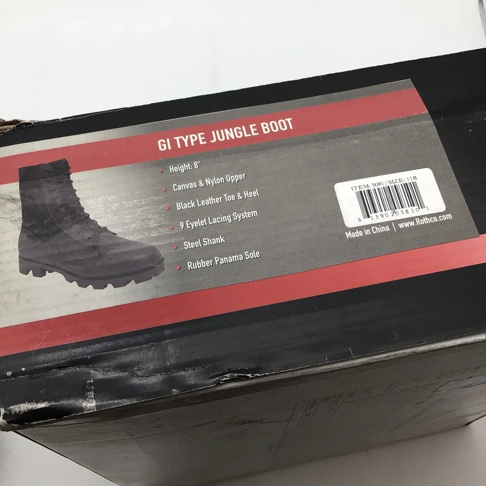 Rothco 5081 GI Type Jungle Boot Black Leather Canvas Tactical Combat Mens 11R - Picture 8 of 8
